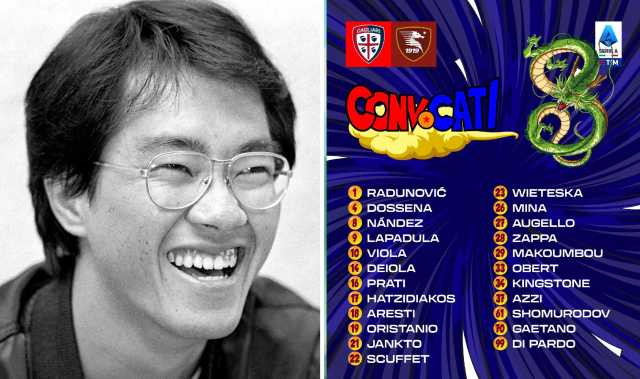 Il Cagliari Calcio (e alcuni giocatori) omaggiano Akira Toriyama, papà di Goku e Arale