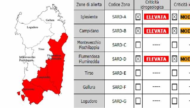 Criticità Rossa Sardegna