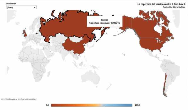 La distribuzione del vaccino contro il Covid: ecco una mappa con la copertura mondiale