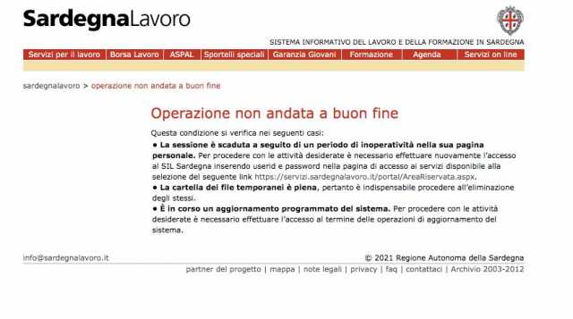Sardegnalavoro Operazione No