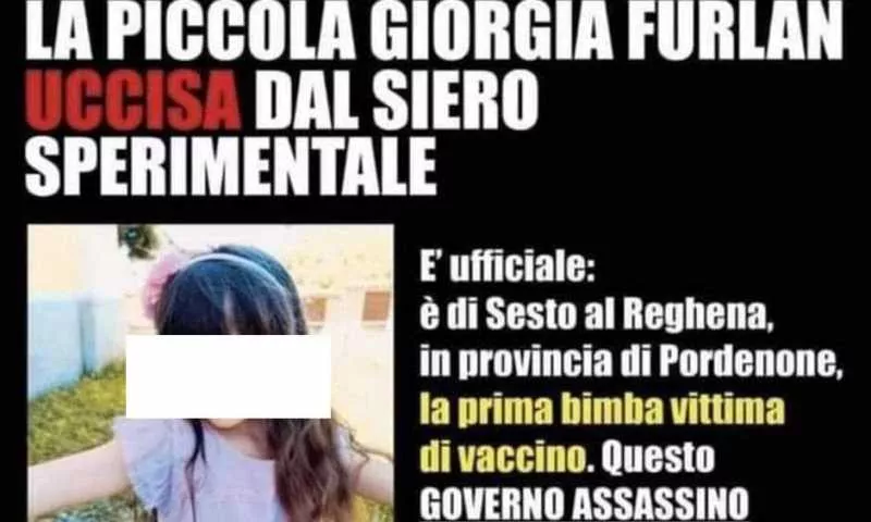 Youtg Net La Bufala Con Tanto Di Foto Vergognosa Della Prima Bambina Uccisa Dal Vaccino A Pordenone