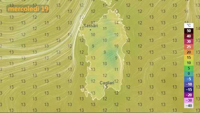 Il meteo per mercoledì 19 gennaio in Sardegna 