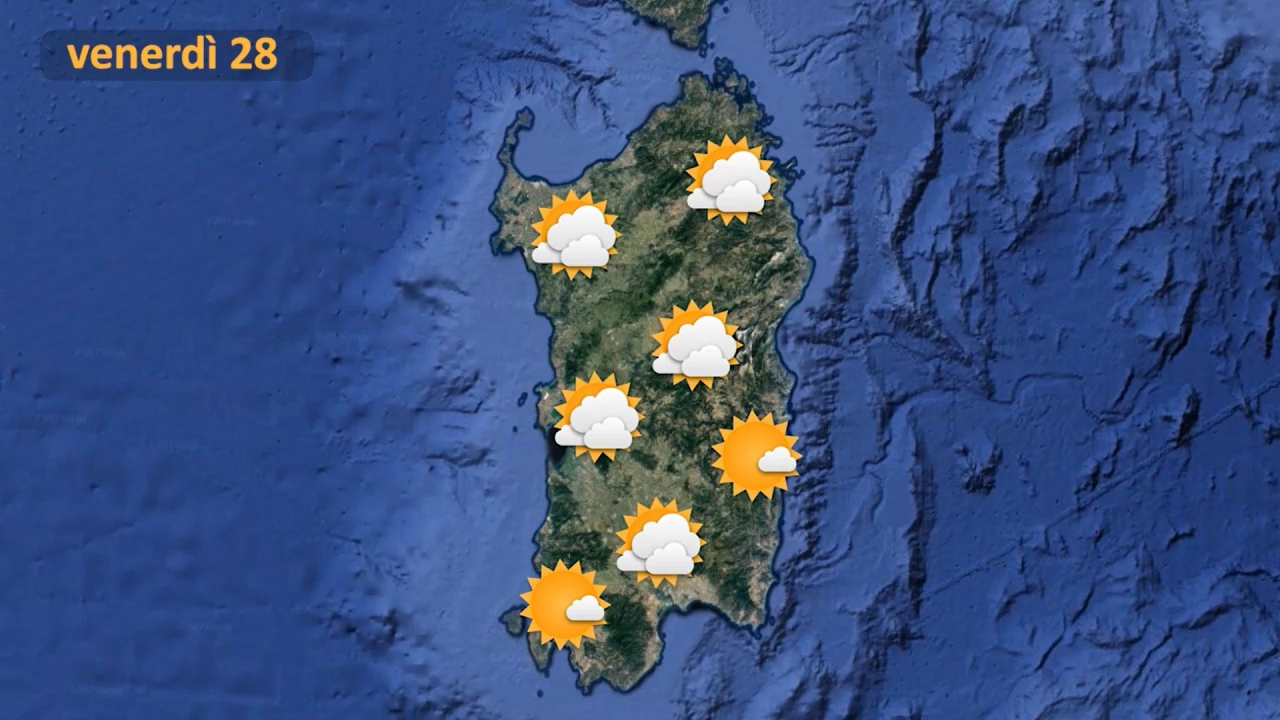 Previsioni meteo per venerdì 28 gennaio in Sardegna 
