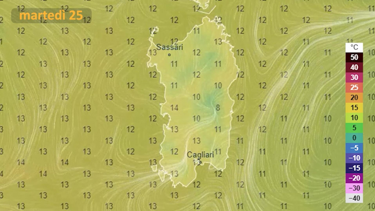 Il meteo per  martedì 25 gennaio