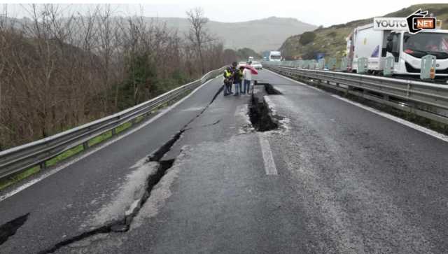 Il tratto di strada danneggiato