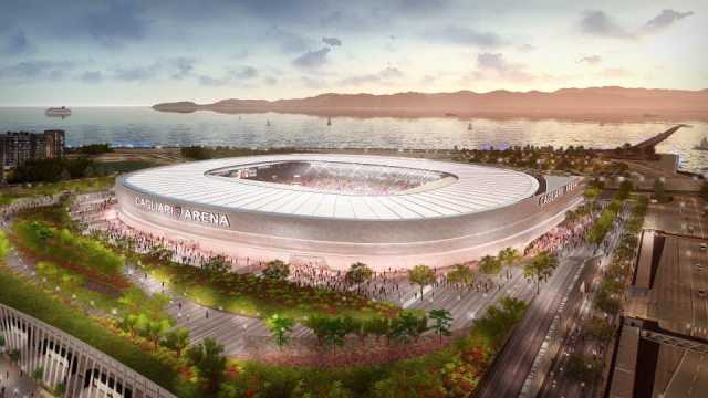 Il render del nuovo stadio del Cagliari