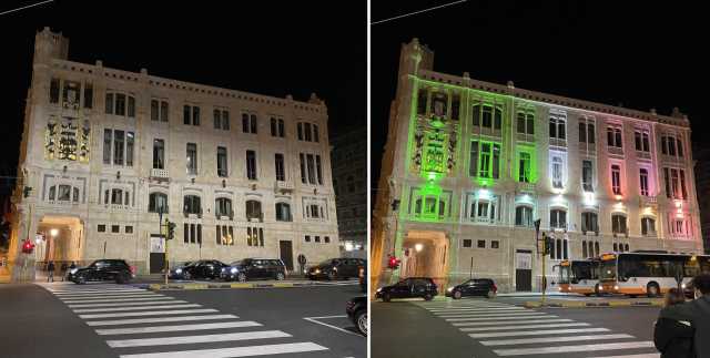 Il Municipio di Cagliari con le luci spente