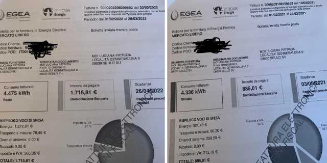 Le bollette a confronto