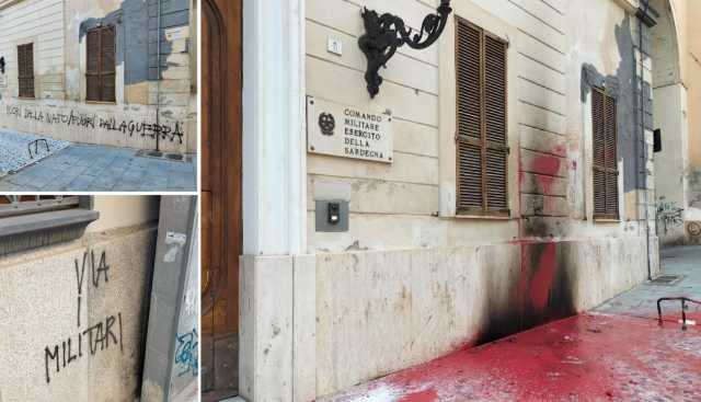 Dalle scritte alla molotov: doppio blitz contro il comando dell'Esercito a Cagliari