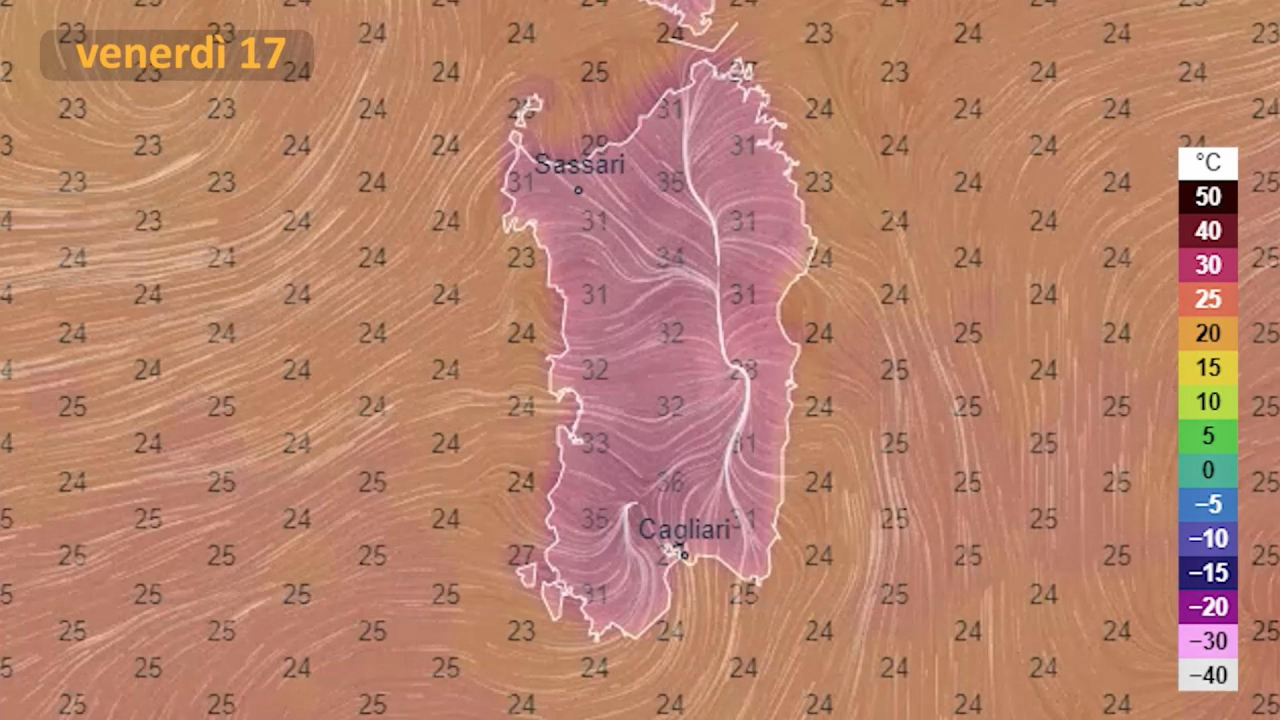 Il meteo per venerdì 17 giugno in sardegna 