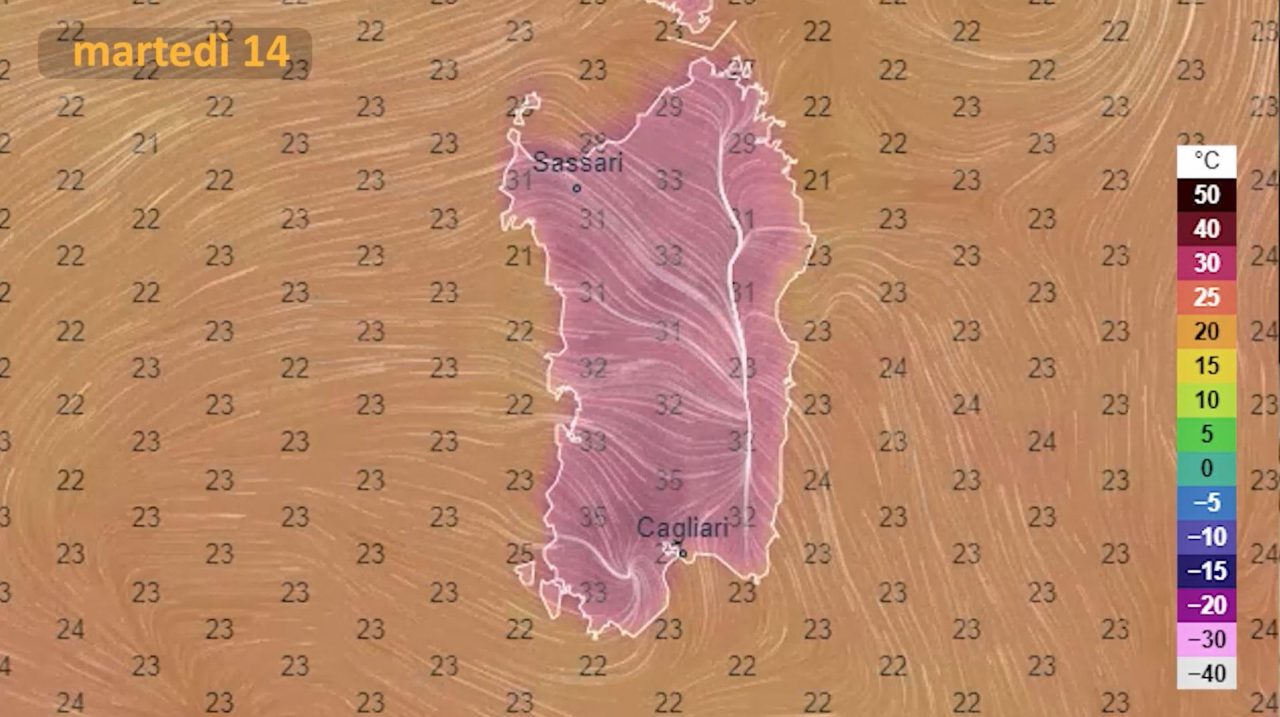 Previsioni per martedì 14 giugno in Sardegna