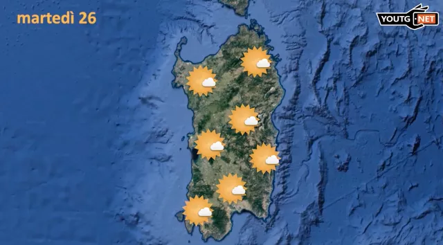 Martedì lieve aumento delle temperature in Sardegna: venti deboli