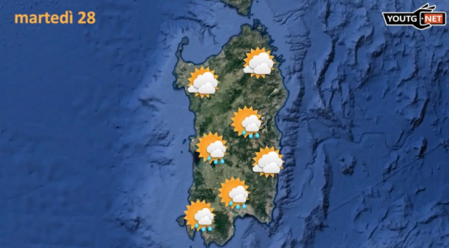 Martedì burrasca di maestrale sulla Sardegna: piogge sparse e nuvole