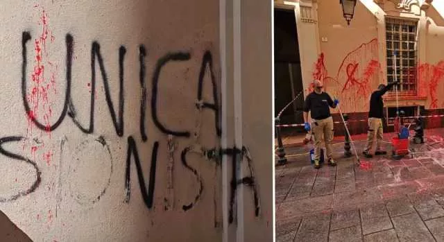 YouTG NET Cagliari imbrattati i muri dell Università vernice rossa e scritta antisemita