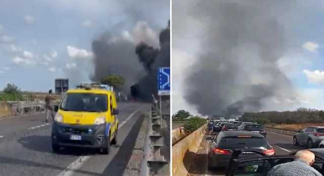 Assalto a un portavalori in Puglia: auto incendiate, caos sulla Statale Lecce-Brindisi