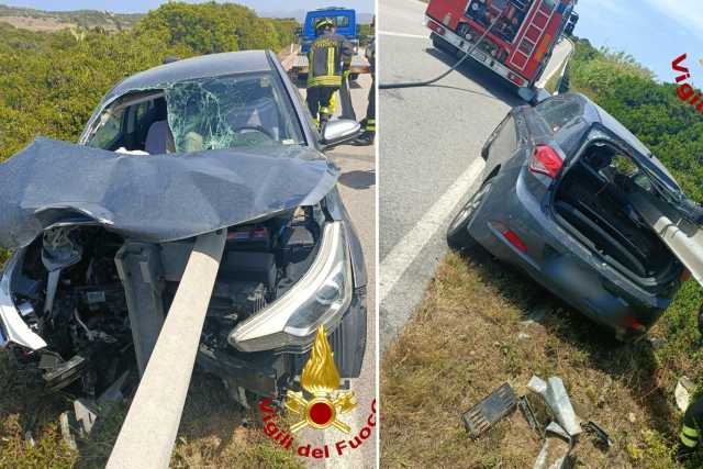 Auto trafitta dal guardrail: paura ad Arzachena, ma il conducente è miracolosamente illeso