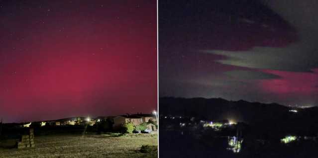 L'aurora boreale illumina di rosso il cielo della Sardegna: lo spettacolo negli scatti