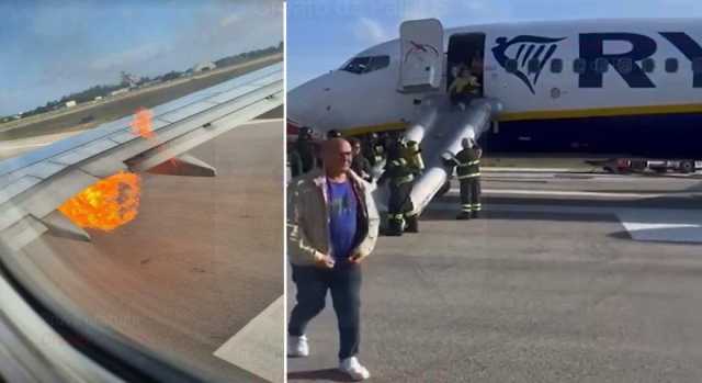 Brindisi, un motore dell'aereo Ryanair prende fuoco: passeggeri evacuati (Video)