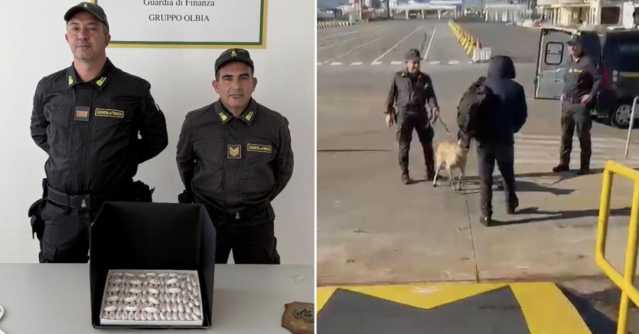 Sbarca con 100 ovuli di cocaina nello zaino: corriere della droga arrestato al porto di Olbia (Video)