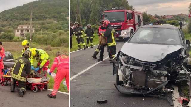 Frontale sulla statale 293 a Nuxis: due feriti, ambulanza e elisoccorso sul posto