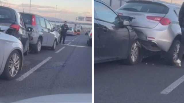 Cagliari, tamponamento a catena sull'Asse: cinque auto coinvolte (Video)