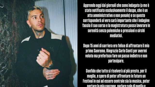 Emis Killa indagato si ritira da Sanremo: 