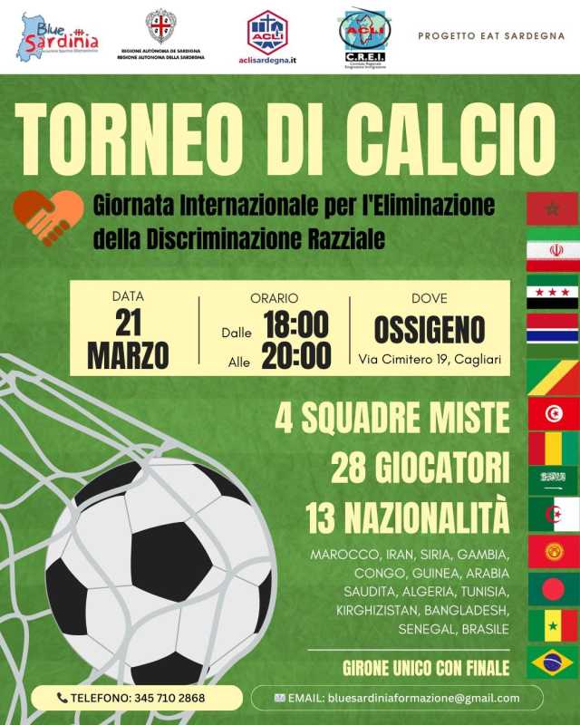 Oggi a Cagliari il torneo di calcio contro il razzismo
