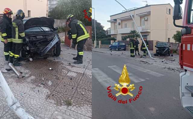 Alghero, perde il controllo dell'auto e finisce contro un palo della luce