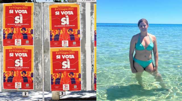 Cala Sinzias, Ilaria Salis si gode il mare dell'isola e invita tutti a votare al Referendum