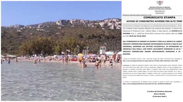 Picchi di 41 gradi in Sardegna: allerta per alte temperature da domani