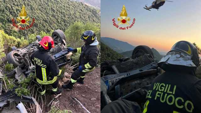 Grave incidente a Olzai, auto finisce fuori strada e si ribalta: interviene l'elisoccorso
