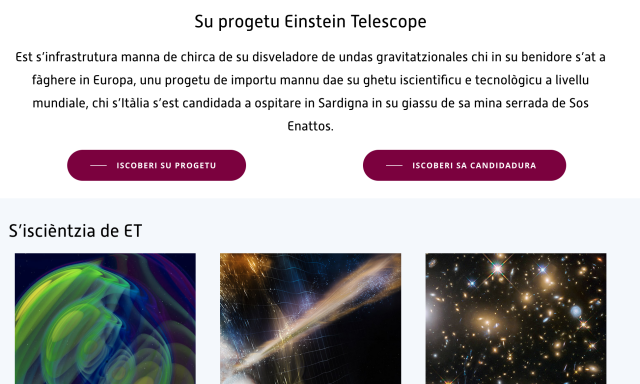 Einstein Telescope, da oggi il sito web disponibile anche in lingua sarda