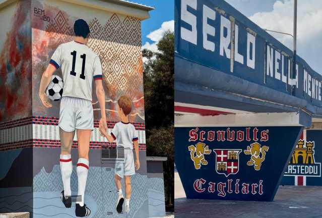 All'Unipol Domus nuovi murales per celebrare il Cagliari e il mito Gigi Riva
