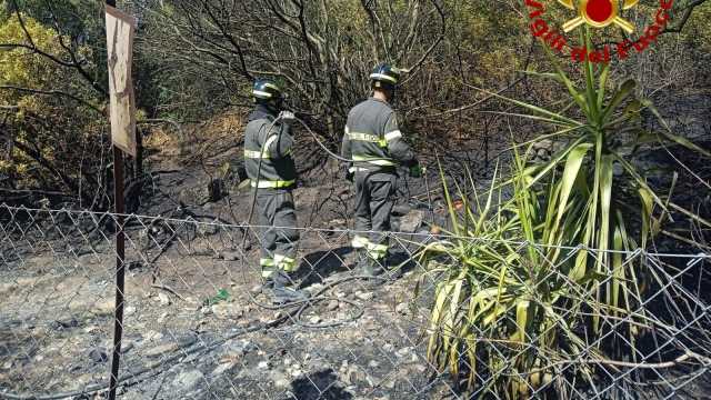 Fiamme a Olbia tra via Modena e via Ivrea: vegetazione in cenere 
