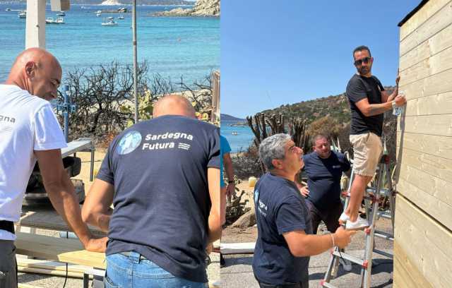 Rogo a Villasimius, gli imprenditori di Sardegna Futura Mbn ricostruiscono il chiosco distrutto dalle fiamme (Video) 