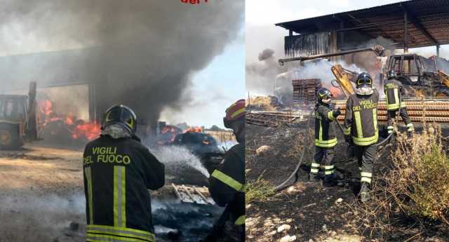 Incendio a Ottana, paura per un'azienda agricola: in cenere un camion e diverse rotoballe