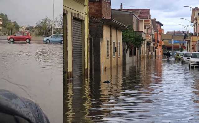 Strade come fiumi a Sestu: pioggia, allagamenti e disagi