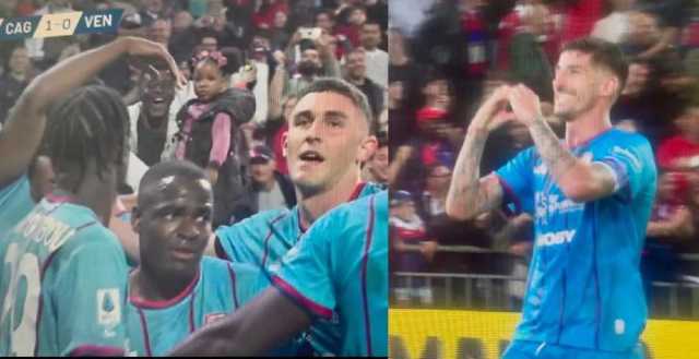 Deiola E Rossoblu Esultanza Cagliari, il gol di Deiola contro il Venezia vale la candidatura al premio Puskás