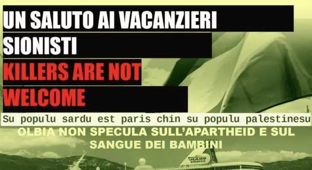 Olbia, protesta contro l'arrivo della crociera israeliana: 