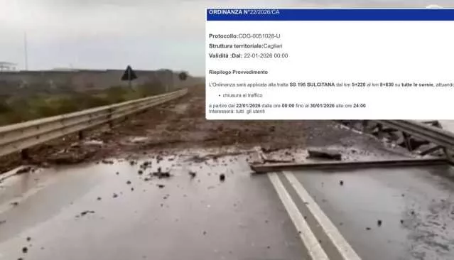 La statale 195 resterà chiusa fino al 30 gennaio: l'ordinanza dell'Anas