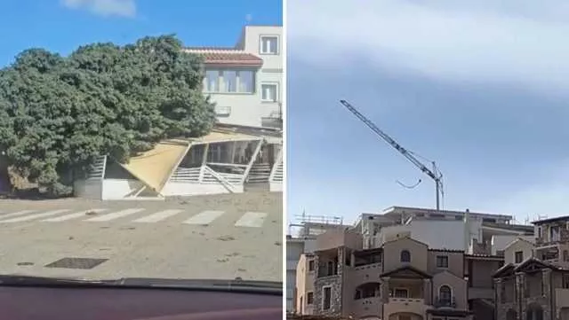 Paura a Villasimius, il vento fa cadere un albero sopra un ristorante (Video)