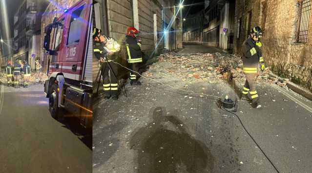 Paura a Mandas, crolla un cornicione dalla ex caserma dei carabinieri in via Cagliari