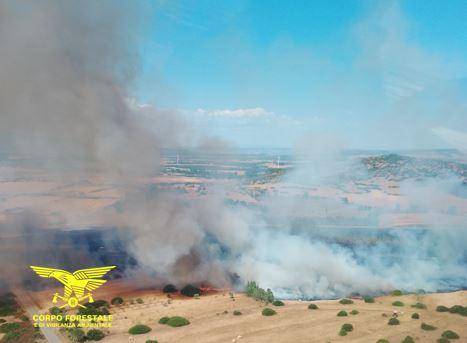 Ancora fuoco in Sardegna, grossi roghi a Guspini e Silius: in volo due canadair
