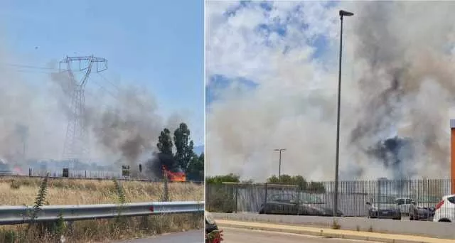 Sestu, incendi a ridosso della 131: strada chiusa, traffico nel caos