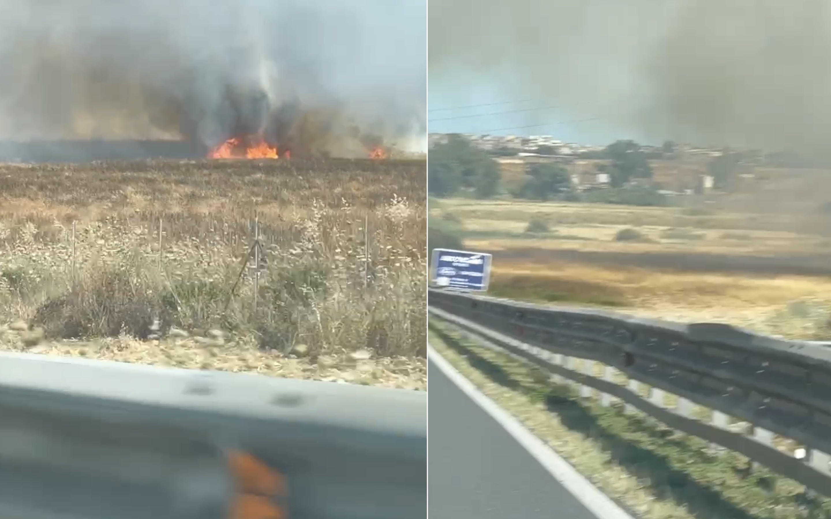 In fiamme la vegetazione a ridosso della 131 all'ingresso di Cagliari (Video)