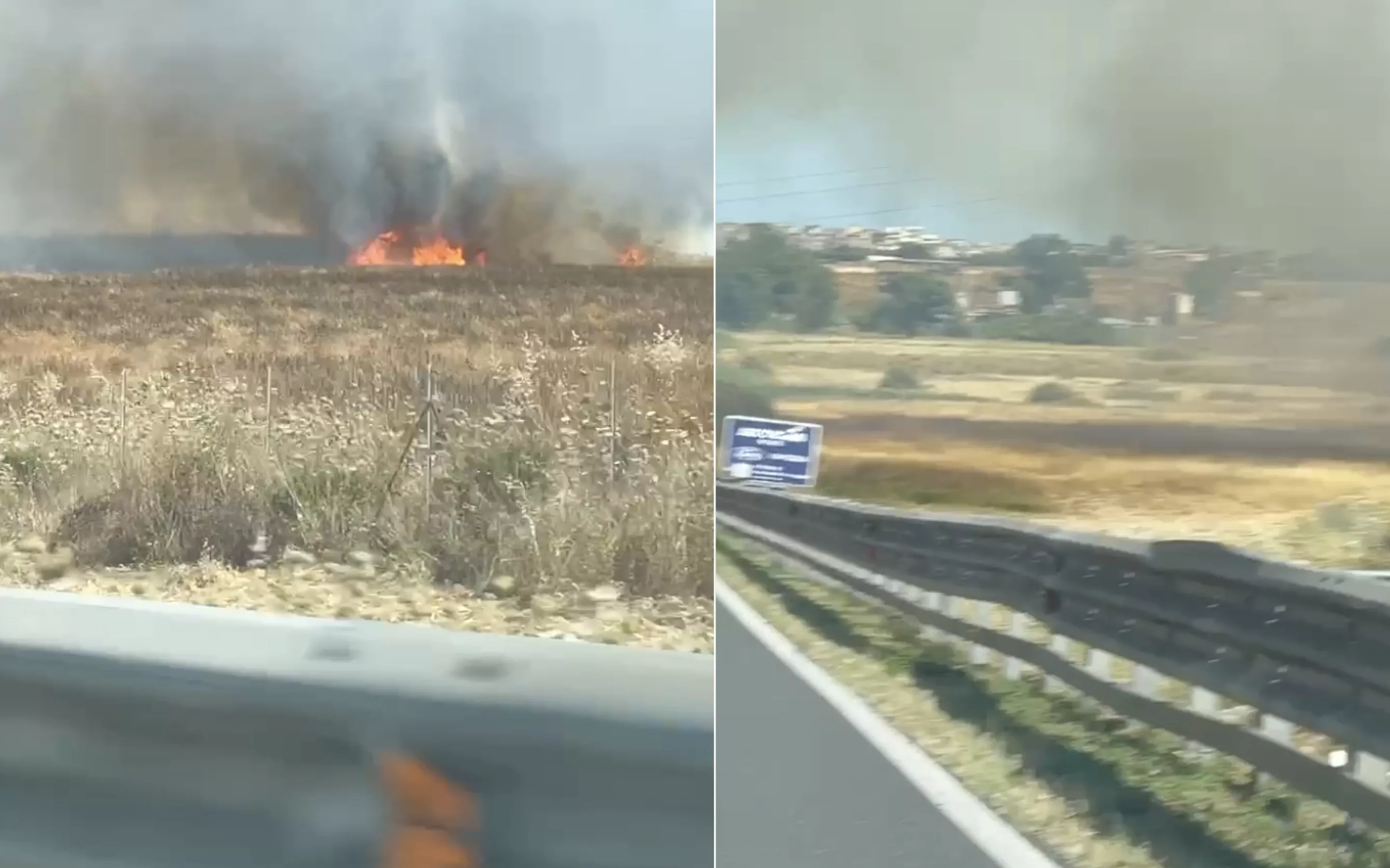 In fiamme la vegetazione a ridosso della 131 all'ingresso di Cagliari (Video)