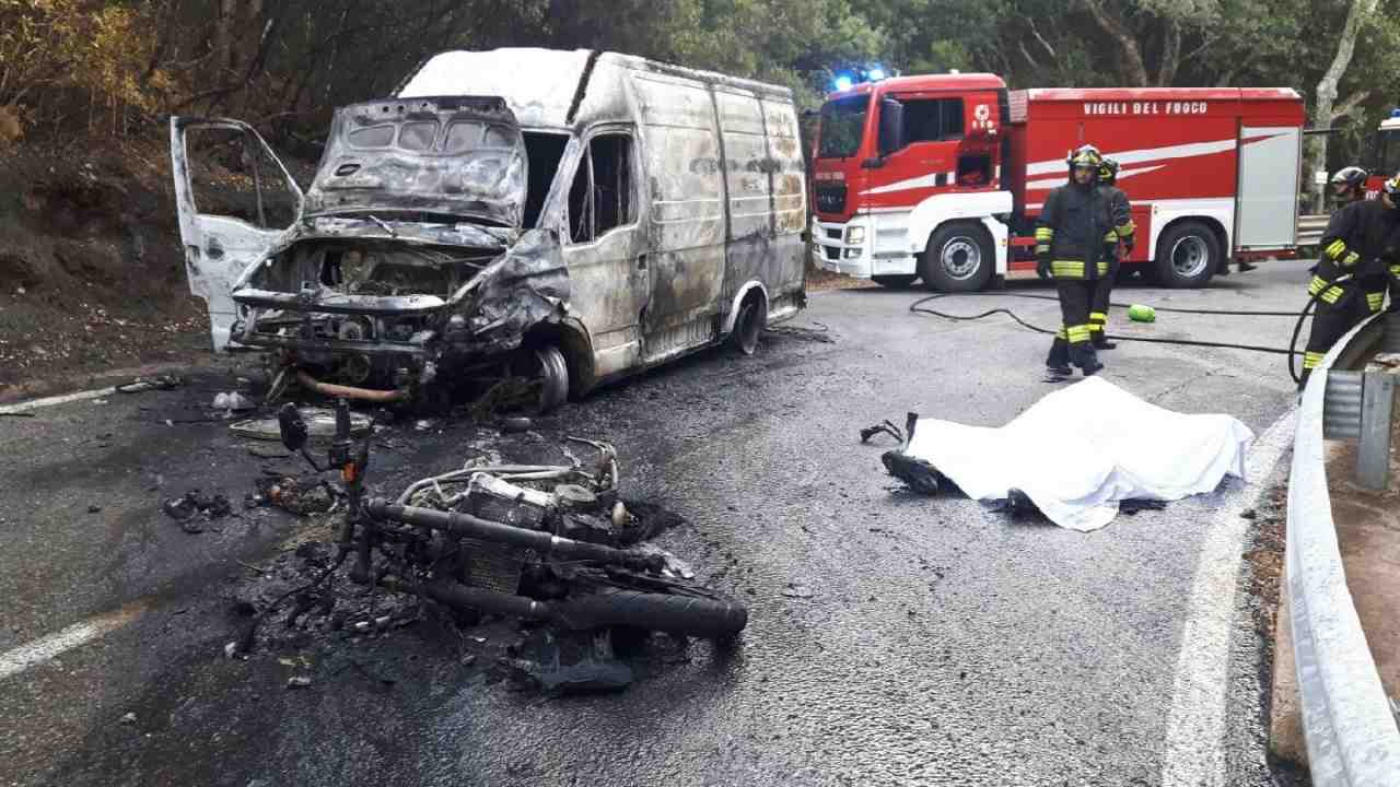 MOTOCICLISTA MORTO CARBONIZZATO BURCEI